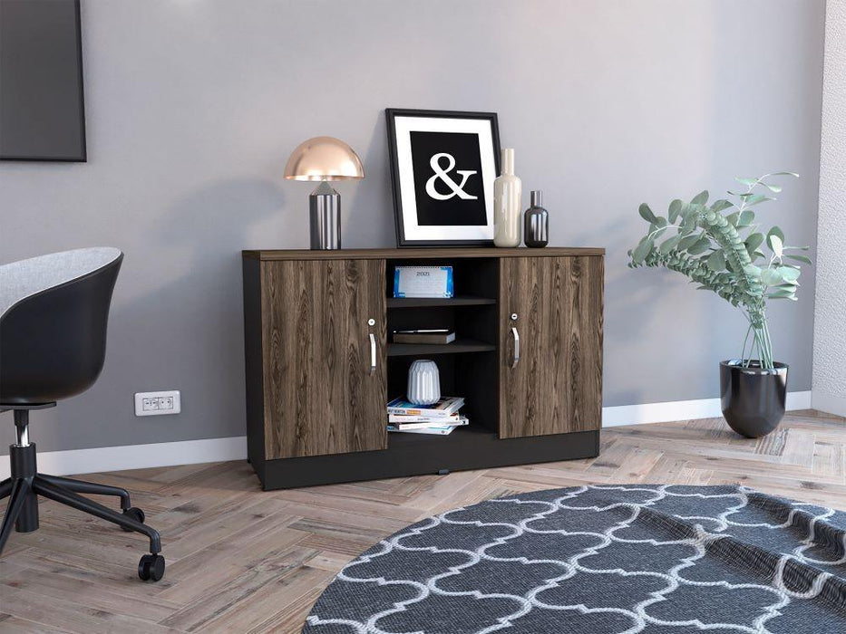 Mueble Auxiliar Recibidor Concept, Negro y Chocolate, Con Dos Puertas