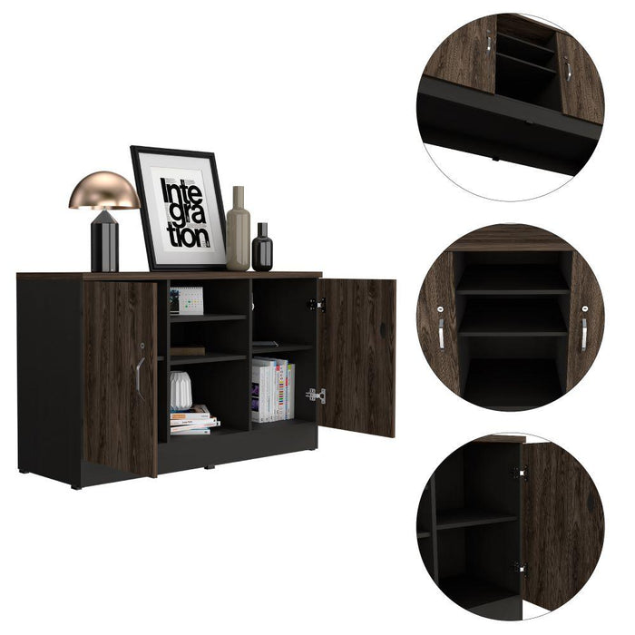 Mueble Auxiliar Recibidor Concept, Negro y Chocolate, Con Dos Puertas