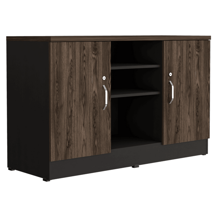 Mueble Auxiliar Recibidor Concept, Negro y Chocolate, Con Dos Puertas