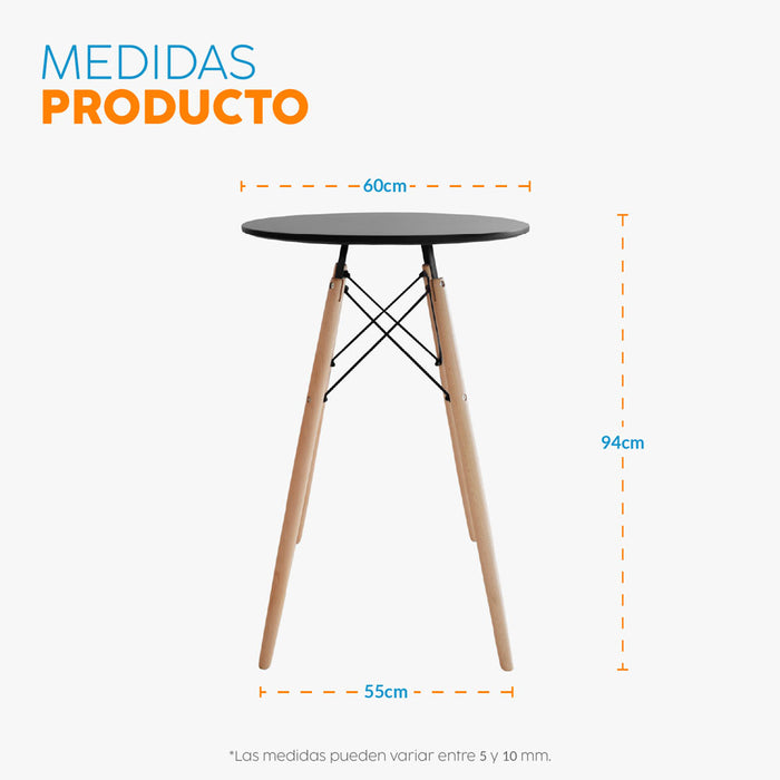 muebles comedores mesa redonda eames 60cm negro bonno rs440220 madecentro