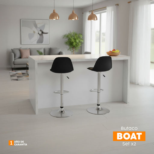 muebles comedores set x2 banco bar giratorio negro boat bonno rkj100220 madecentro