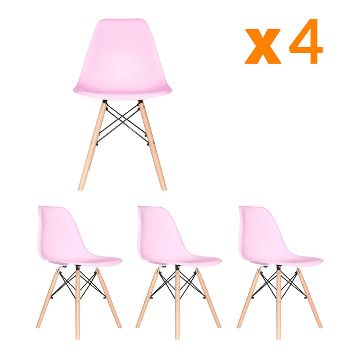 muebles comedores set x4 sillas comedor eames rosado be bonno rkj100215 mp madecentro