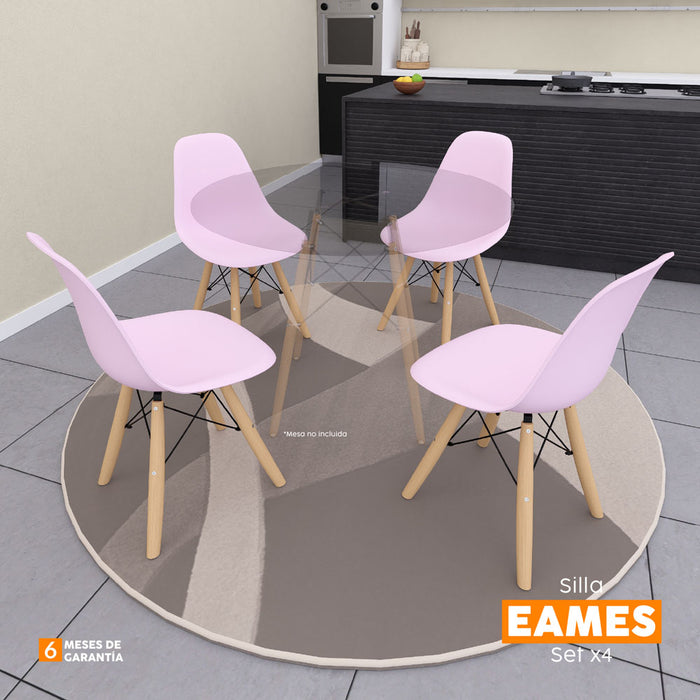 muebles comedores set x4 sillas comedor eames rosado be bonno rkj100215 mp madecentro