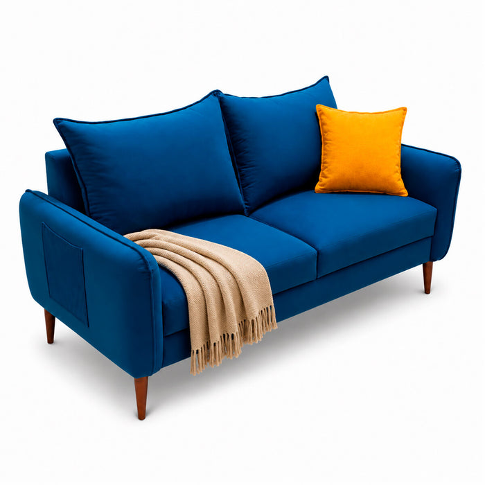 muebles de sala sofa abril 2 puestos azul tela anti fluidos 170x80x80 cm muebles de lujo sofabin23 madecentro