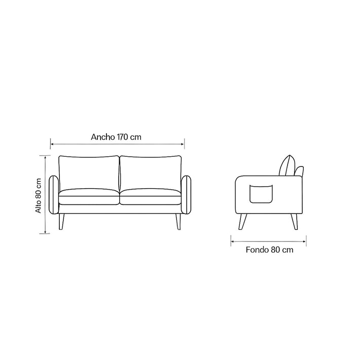 muebles de sala sofa abril 2 puestos azul tela anti fluidos 170x80x80 cm muebles de lujo sofabin23 madecentro