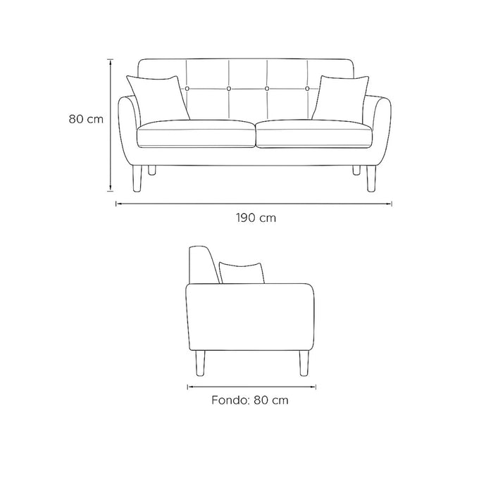 muebles de sala sofa barbara 3 puestos gris terciopelo 190x80x80 cm muebles de lujo sofabin21 madecentro