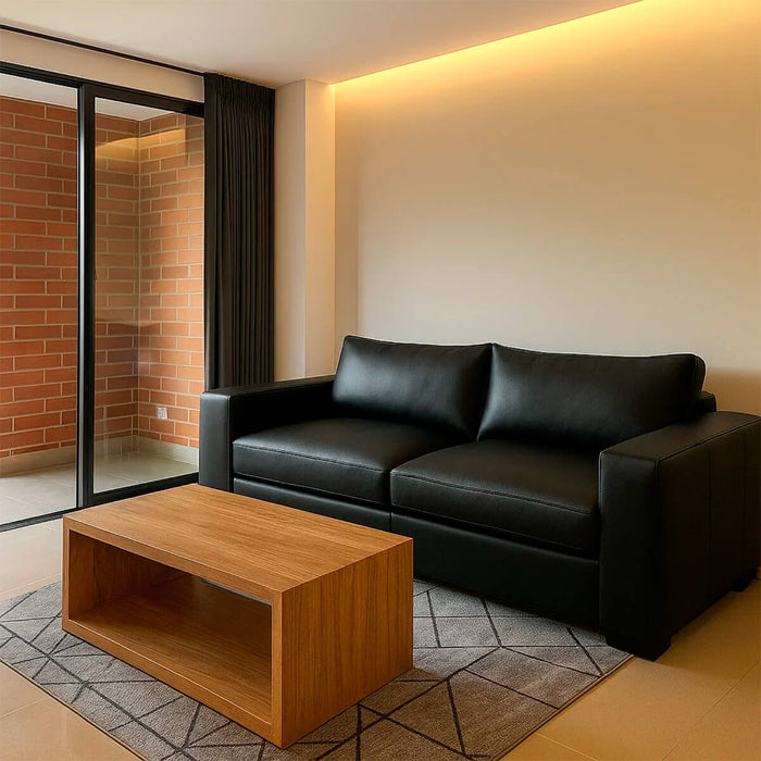 muebles de sala sofa ben 3 puestos marron cuerina 220x90x80 cm muebles de lujo sofabin22 madecentro