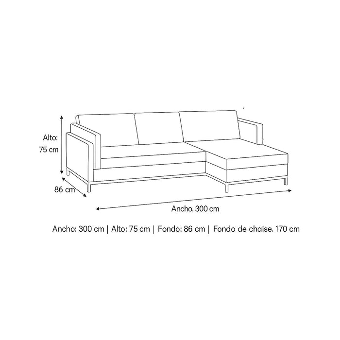 muebles de sala sofa en l derecho jamy en tela poliester anti fluidos color gris 300x86x75 cm muebles de lujo salabi1108 madecentro