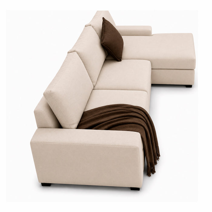 muebles de sala sofa en l derecho zion en tela poliester anti fluidos color beige 250x85x80 cm muebles de lujo secenl11385 madecentro