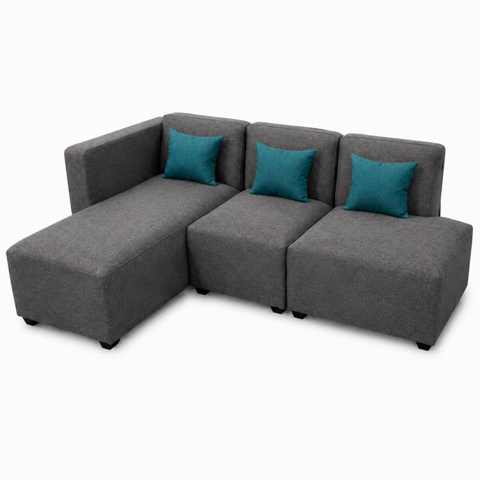 muebles de sala sofa en l izquierdo sisco en tela poliester anti fluidos color gris 220x130x90 cm muebles de lujo salabin 1084 madecentro