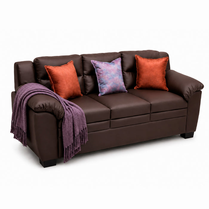 muebles de sala sofa miko 3 puestos marron cuerina 190x70x80 cm muebles de lujo salabin 1097 madecentro