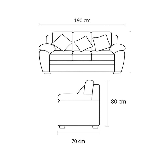 muebles de sala sofa miko 3 puestos marron cuerina 190x70x80 cm muebles de lujo salabin 1097 madecentro