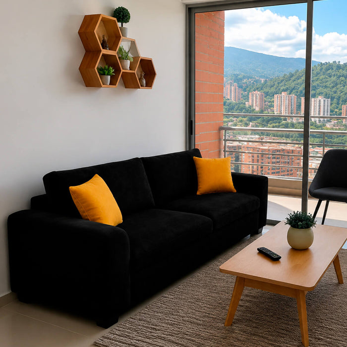 muebles de sala sofa tiago 4 puestos negro tela pet friendly anti fluidos 240x85x75 cm muebles de lujo bindelux996 madecentro