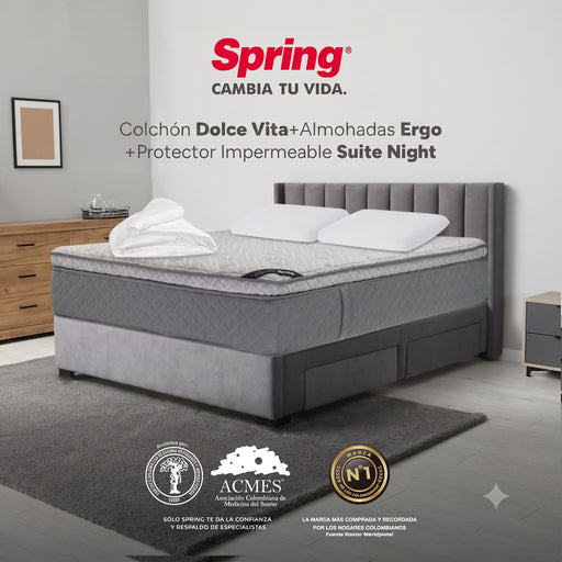 muebles muebles habitacion combo colchon dolce vita doble 140x190 cm almohadas ergo protector spring 30205795 madecentro