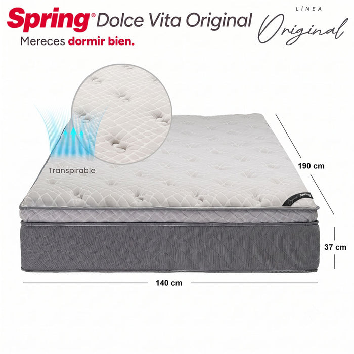 muebles muebles habitacion combo colchon dolce vita doble 140x190 cm almohadas ergo protector spring 30205795 madecentro
