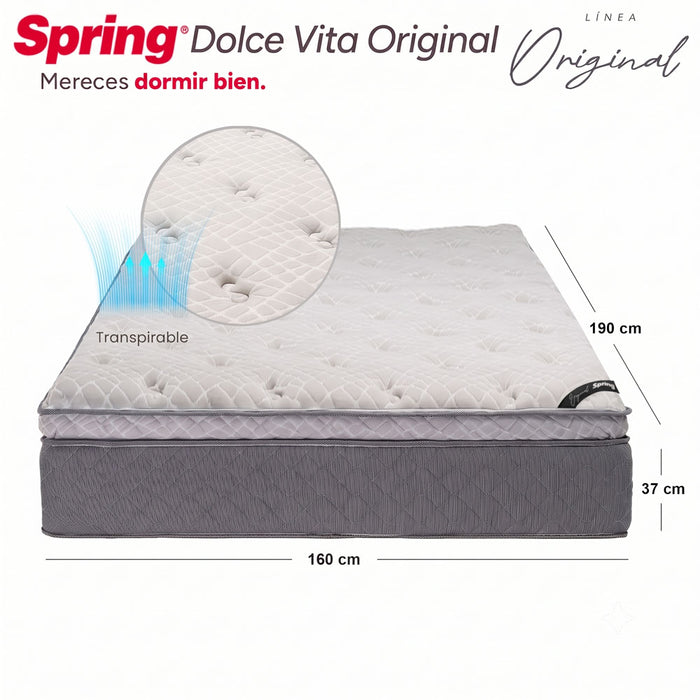 muebles muebles habitacion combo colchon dolce vita queen 160x190 cm almohadas ergo protector spring 30205796 madecentro