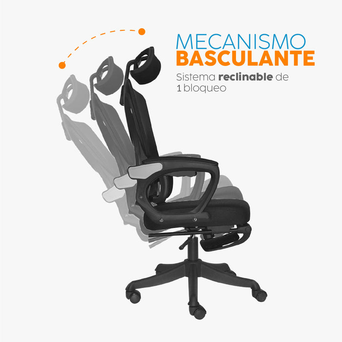 muebles oficina escritorio silla escritorio con cabecero reposapies evox negro bonno rs210258 madecentro