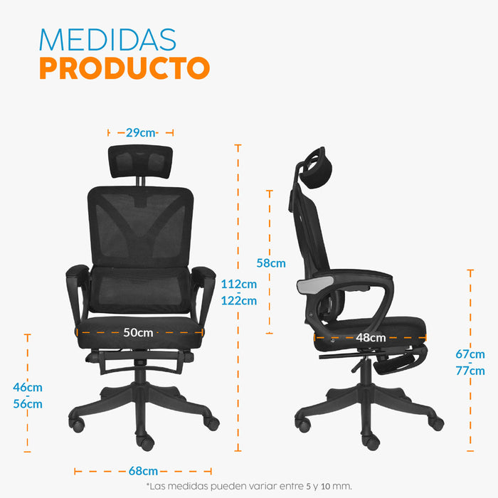 muebles oficina escritorio silla escritorio con cabecero reposapies evox negro bonno rs210258 madecentro