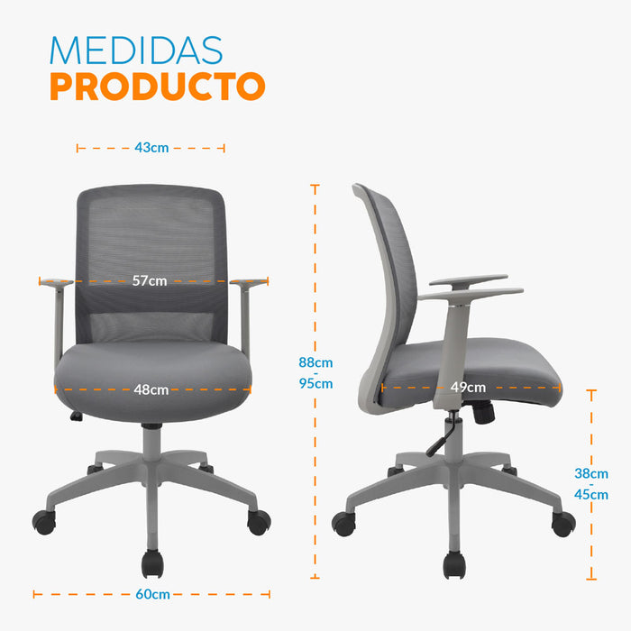 muebles oficina escritorio silla escritorio ejecutiva gris gris fox bonno rs134920 madecentro