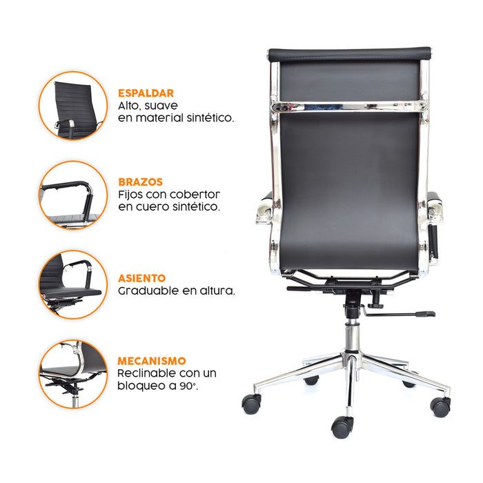 muebles oficina escritorio silla escritorio ejecutiva negro espaldar alto boss bonno rk520790 madecentro