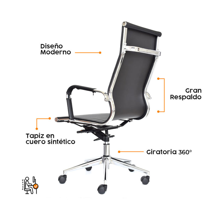 muebles oficina escritorio silla escritorio ejecutiva negro espaldar alto boss bonno rk520790 madecentro