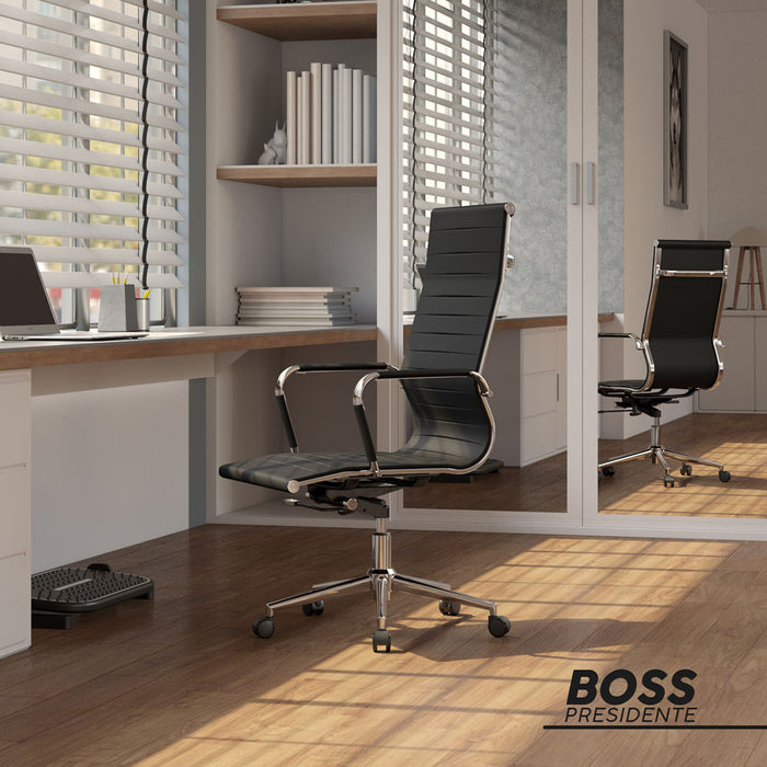 muebles oficina escritorio silla escritorio ejecutiva negro espaldar alto boss bonno rk520790 madecentro