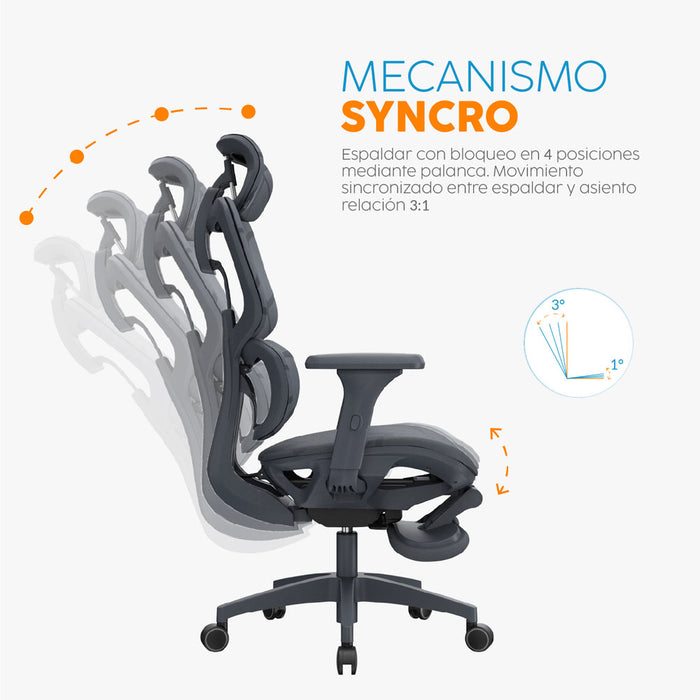 muebles oficina escritorio silla escritorio ergonomica gris reposapies sam bonno rs241522 madecentro