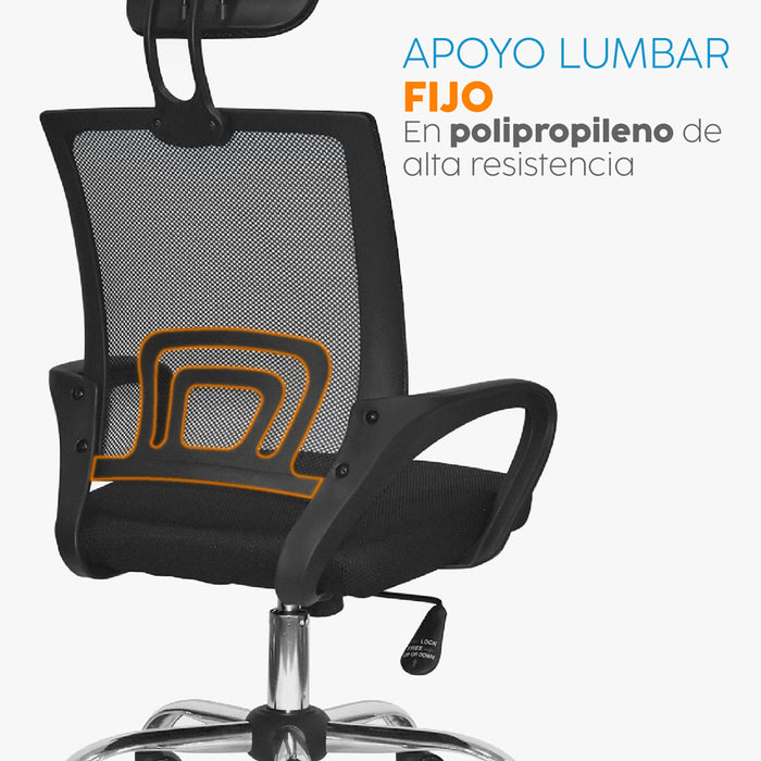muebles oficina escritorio silla escritorio giratoria con cabecero negro atlantis bonno rs121902 madecentro
