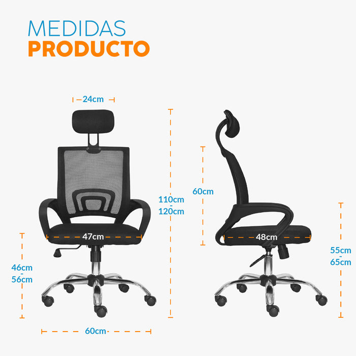 muebles oficina escritorio silla escritorio giratoria con cabecero negro atlantis bonno rs121902 madecentro