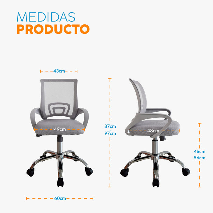 muebles oficina escritorio silla escritorio giratoria gris atlantis bonno rs121914 madecentro