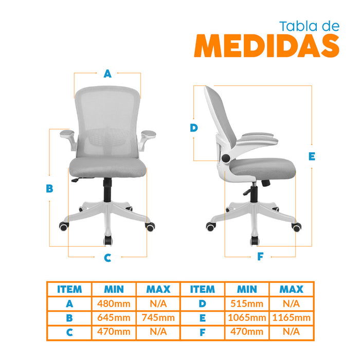 muebles oficina escritorio silla escritorio giratoria gris evok bonno rs210246 madecentro