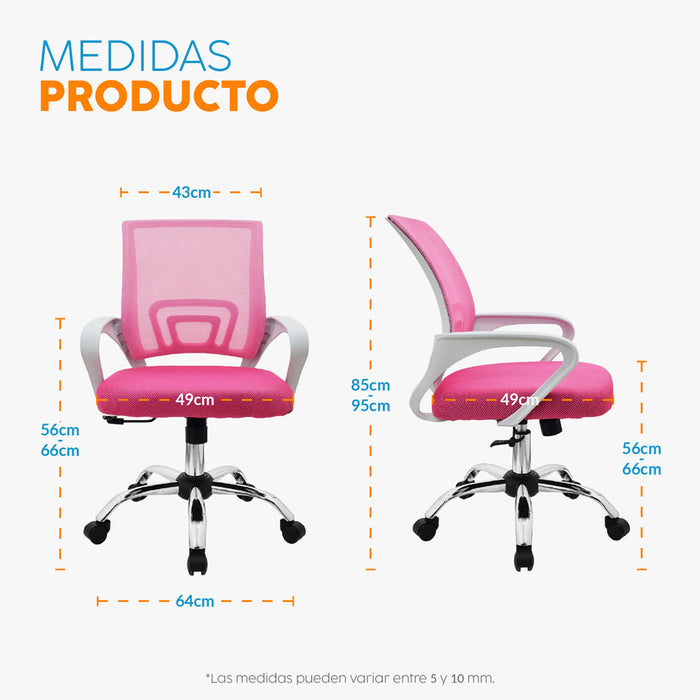 muebles oficina escritorio silla escritorio giratoria rosada atlantis bonno rs121918 madecentro
