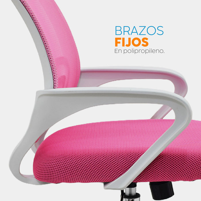 muebles oficina escritorio silla escritorio giratoria rosada atlantis bonno rs121918 madecentro