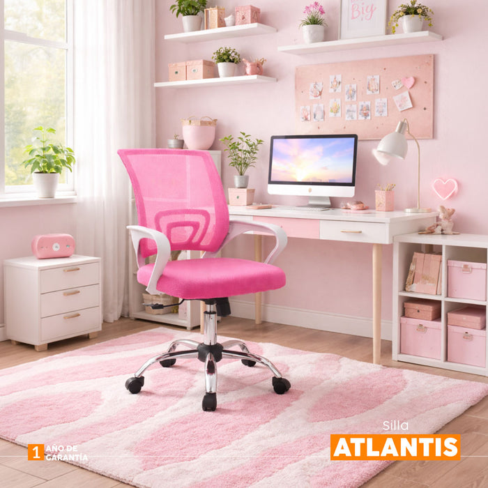muebles oficina escritorio silla escritorio giratoria rosada atlantis bonno rs121918 madecentro