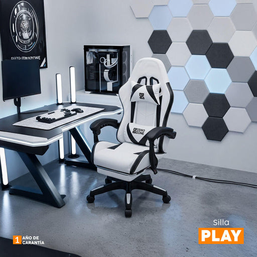 muebles oficina escritorio silla gamer con reposapies blanco negro play bonno rs213052 madecentro