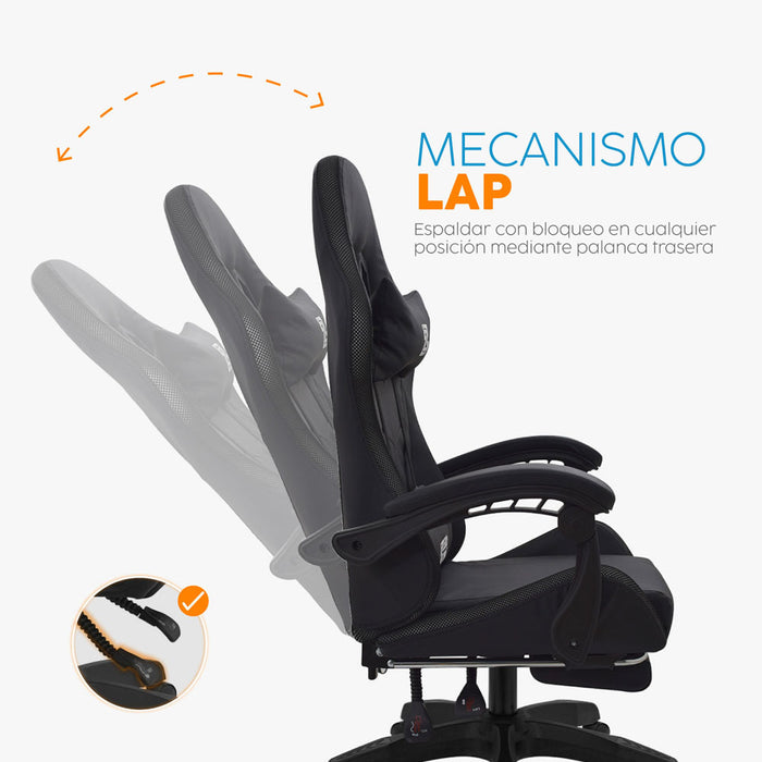 muebles oficina escritorio silla gamer negro con luces reposapies play bonno rs213070 madecentro
