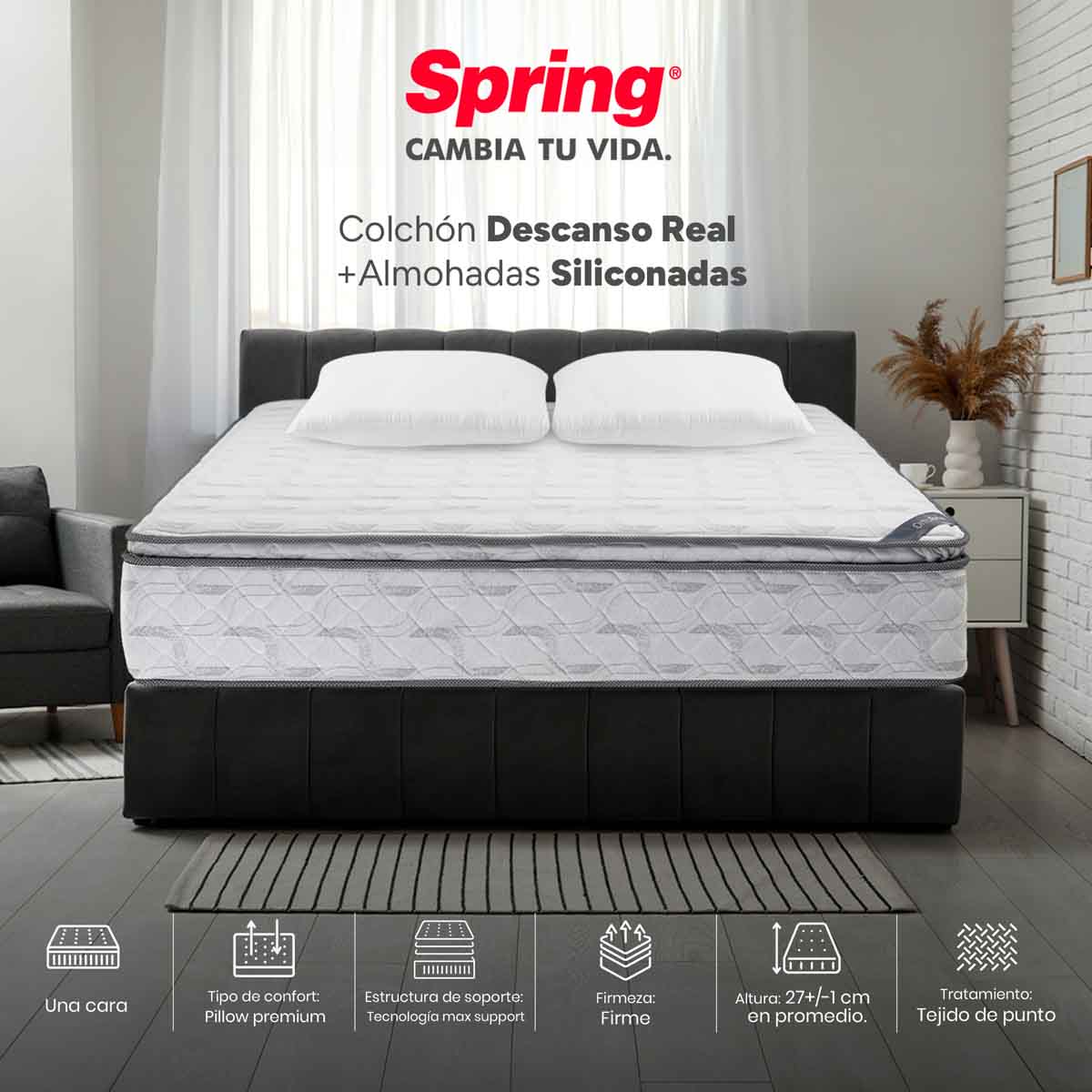 mueblesparahabitacioncolchonspringdescansorealdoble140x190cm+setalmohadassiliconadas30205911madecentro1