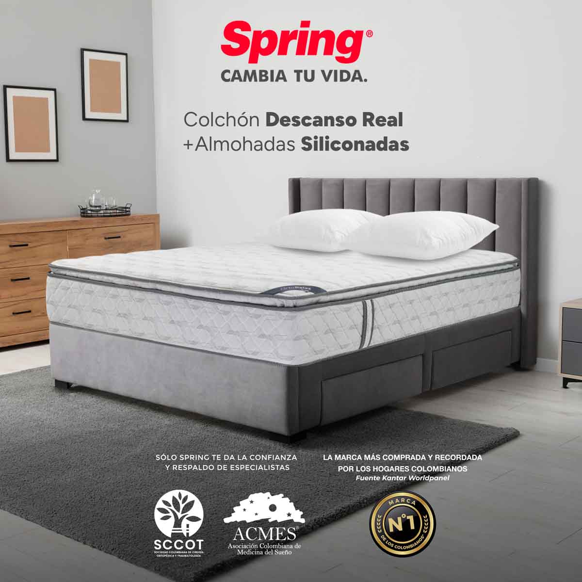 mueblesparahabitacioncolchonspringdescansorealdoble140x190cm+setalmohadassiliconadas30205911madecentro2