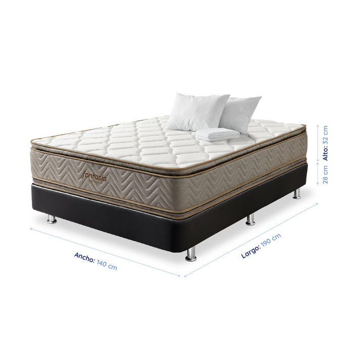 muebles para habitacion combo colchon fantasia doble firmeza media galaxy 140x190 base cama tipo cuero negro 2 almohadas protector default title fantasia 5101900160004 madecentro