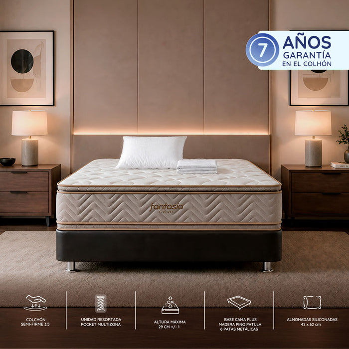 muebles para habitacion combo colchon fantasia semidoble firmeza media galaxy 120x190 base cama tipo cuero negro 1 almohada protector default title fantasia 5101900080002 madecentro