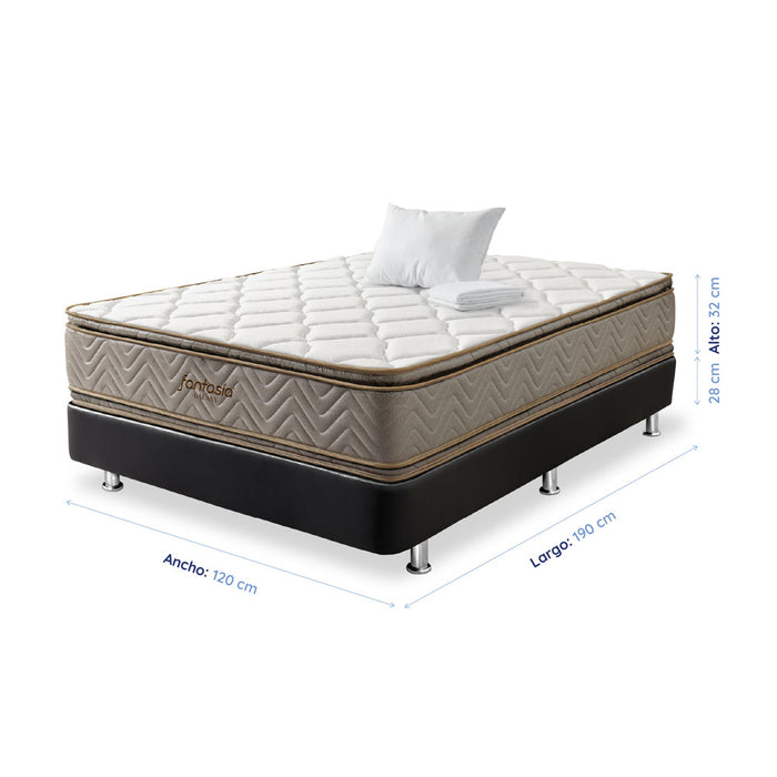 muebles para habitacion combo colchon fantasia semidoble firmeza media galaxy 120x190 base cama tipo cuero negro 1 almohada protector default title fantasia 5101900080002 madecentro