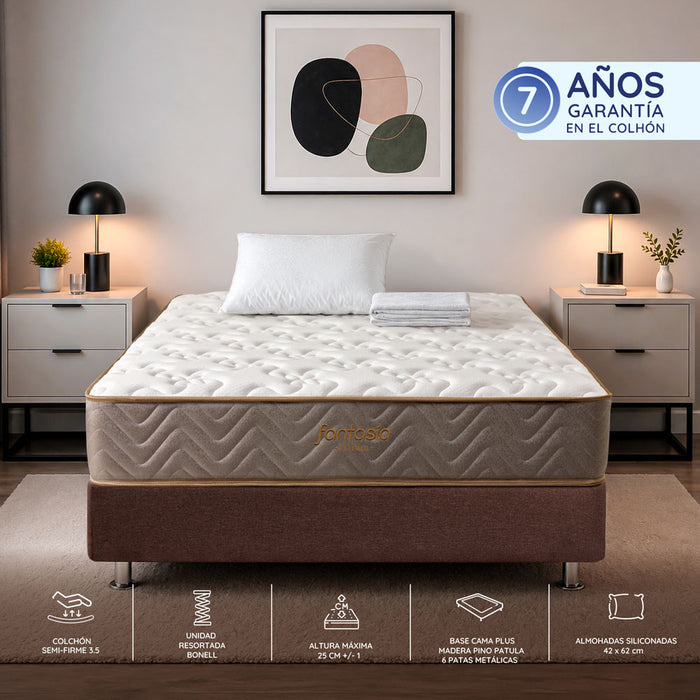 muebles para habitacion combo colchon fantasia semidoble firmeza media litium 120x190 base cama lino cafe 1 almohada protector default title fantasia 5105300050002 madecentro