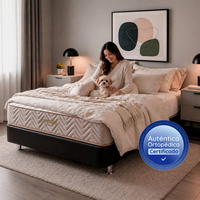 muebles para habitacion combo colchon fantasia semidoble firmeza media litium 120x190 base cama lino cafe 1 almohada protector default title fantasia 5105300050002 madecentro