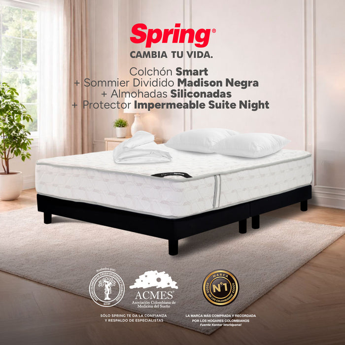 mueblesparahabitacioncombocolchonspring200x200cmbasecamaalmohadasprotector30207757mpmadecentro