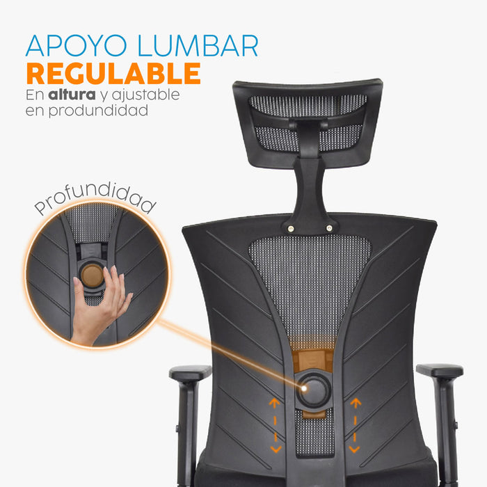 muebles sillas silla escritorio ergonomica niza cabecero negro bonno rk535812 mp madecentro