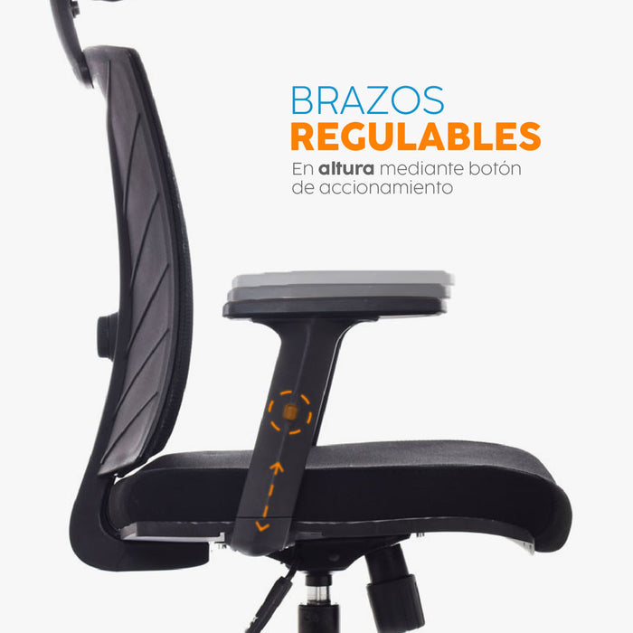 muebles sillas silla escritorio ergonomica niza cabecero negro bonno rk535812 mp madecentro