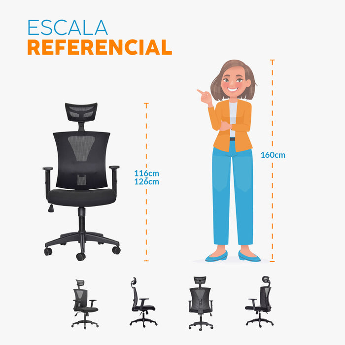 muebles sillas silla escritorio ergonomica niza cabecero negro bonno rk535812 mp madecentro