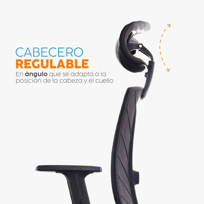 muebles sillas silla escritorio ergonomica niza cabecero negro bonno rk535812 mp madecentro