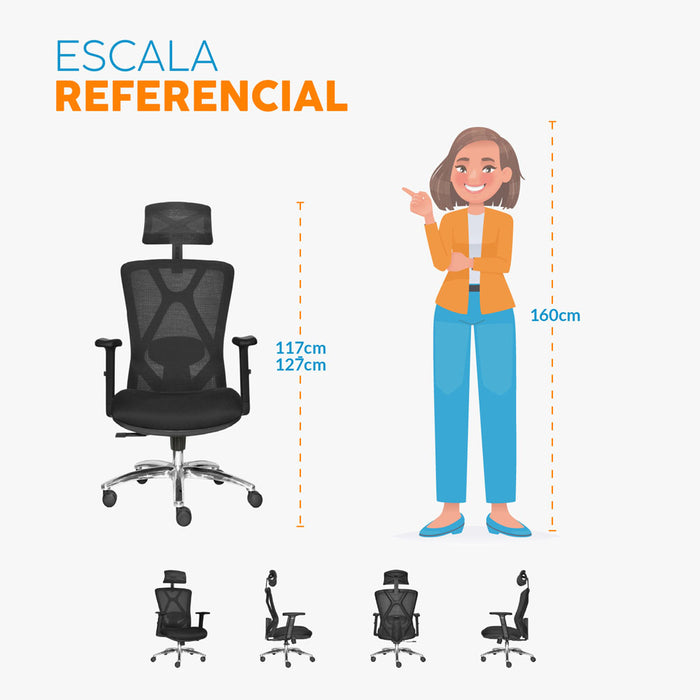 muebles sillas silla escritorio negro cabecero levi plus ii bonno rs241830 mp madecentro