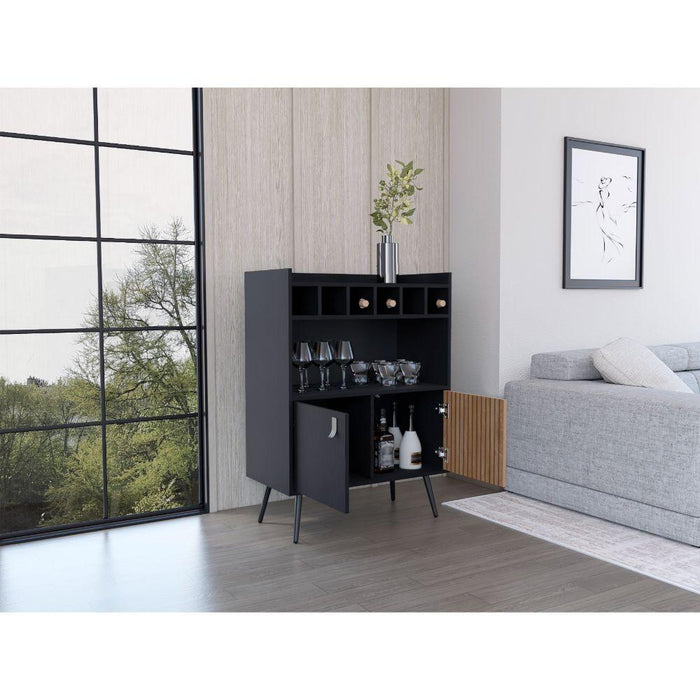 Bar Bajo Mirabella, Wengue y Lenno, Con Espacio Para Botellas De Vino y Copas